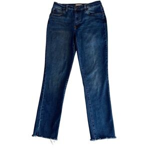 OLIVER LOGAN Straight Leg Jeans Raw HemsHigh Rise Blue Womens Size 27